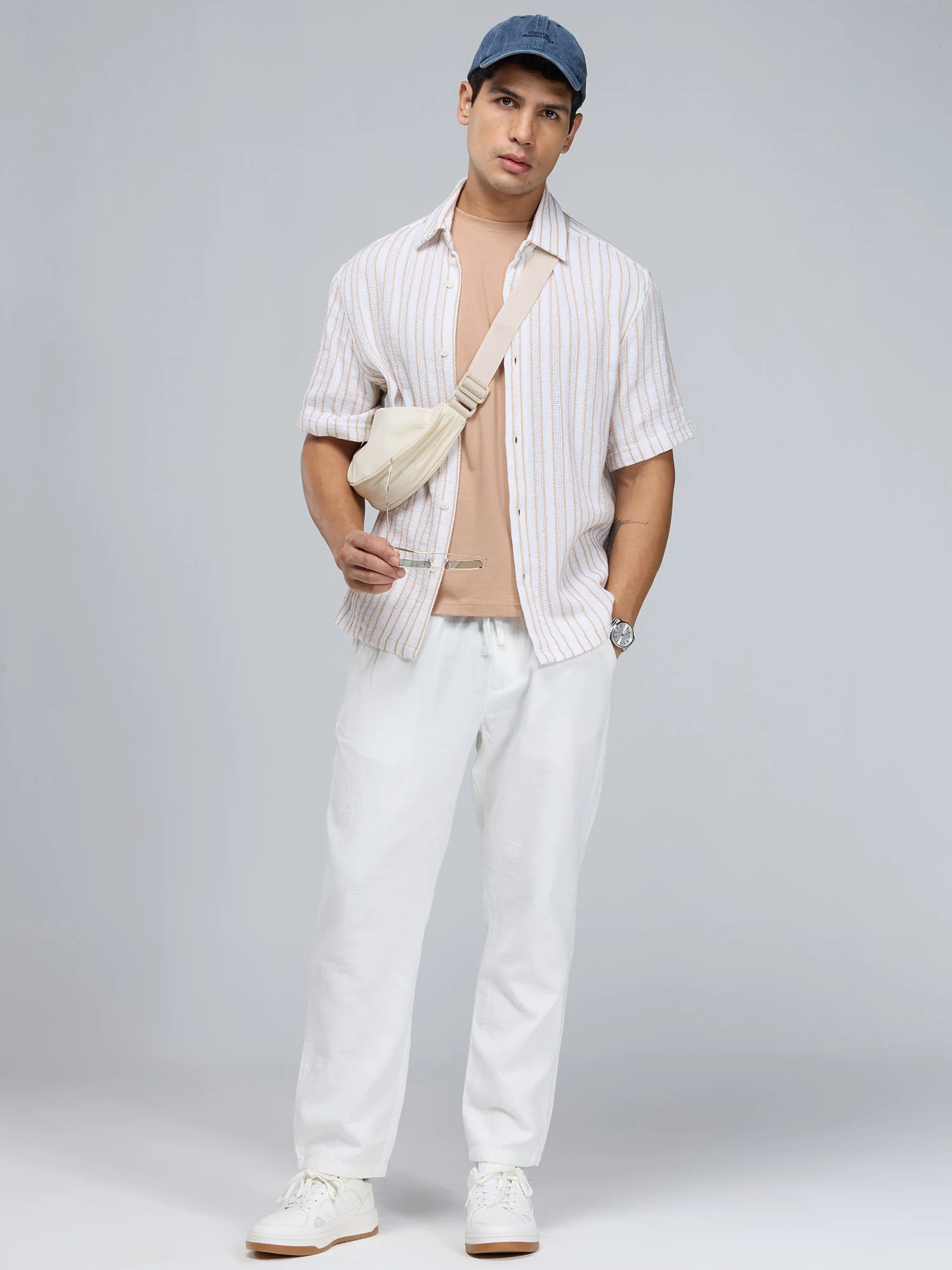 Beige Supima Crew Neck T-shirt - Relaxed Fit - Image 2
