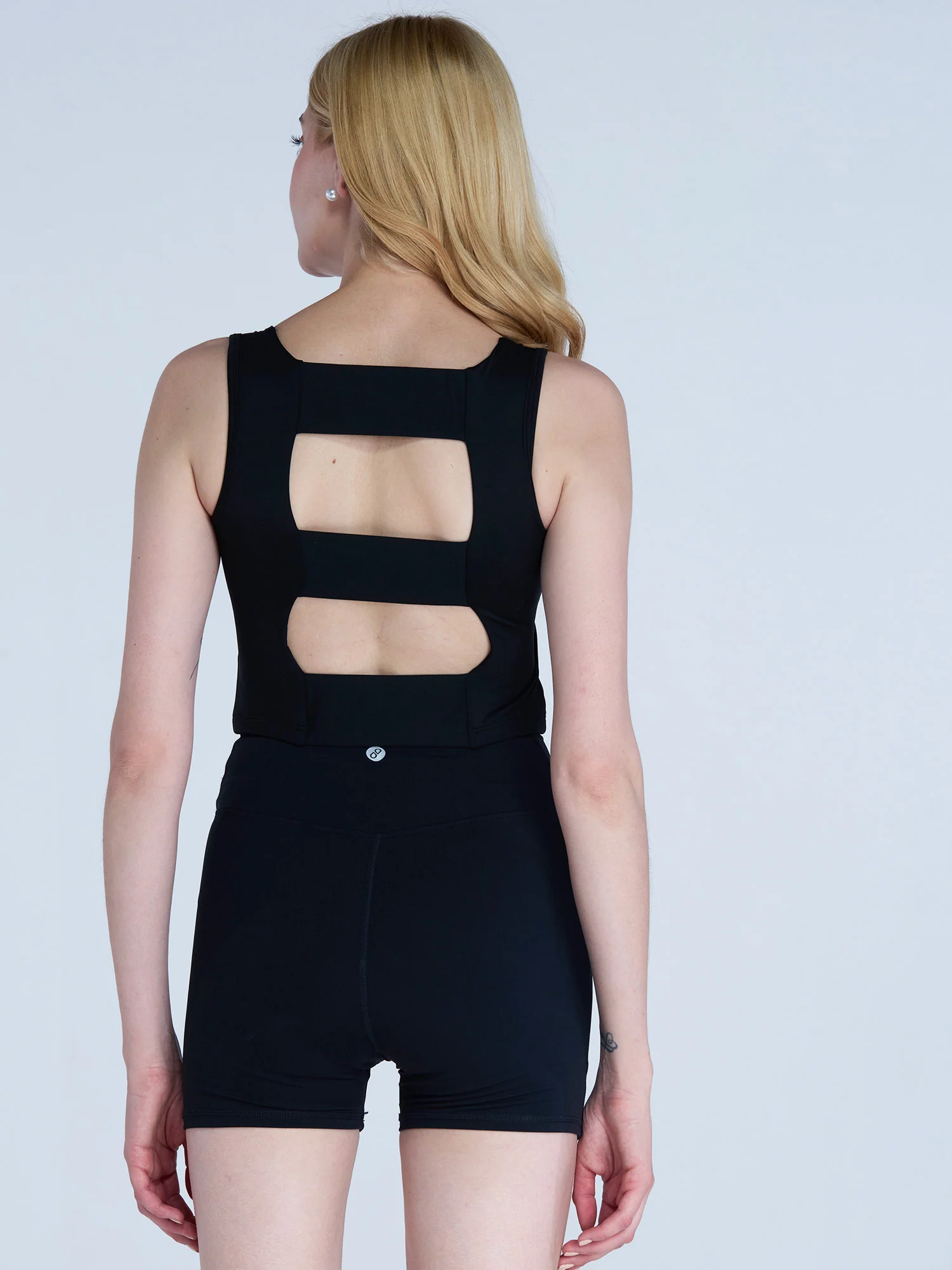 Black Striped Back Crop Tank