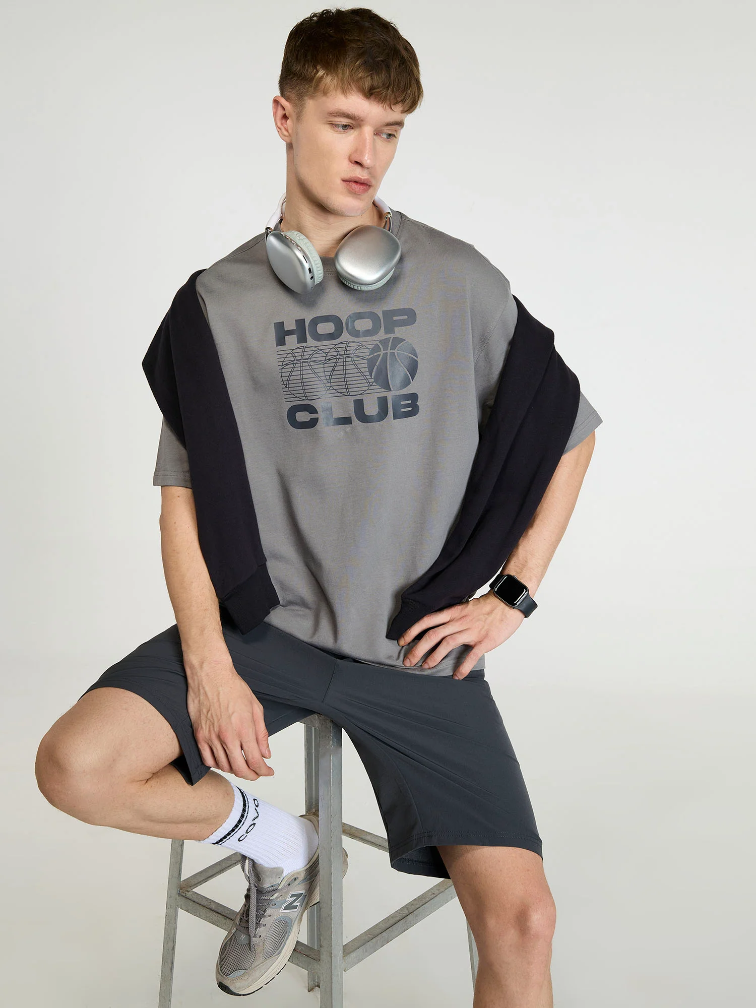 Grey Certified Hoopers Oversized Printed Tee - Men - Image 5