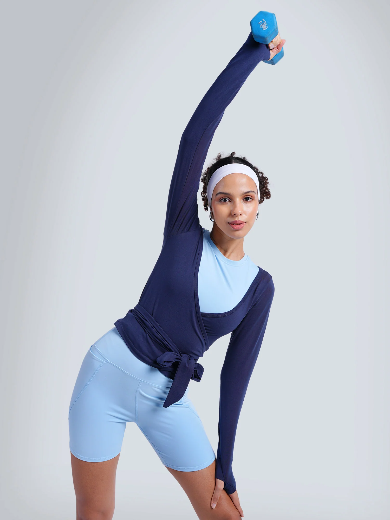 Navy Cotton Wrap Top