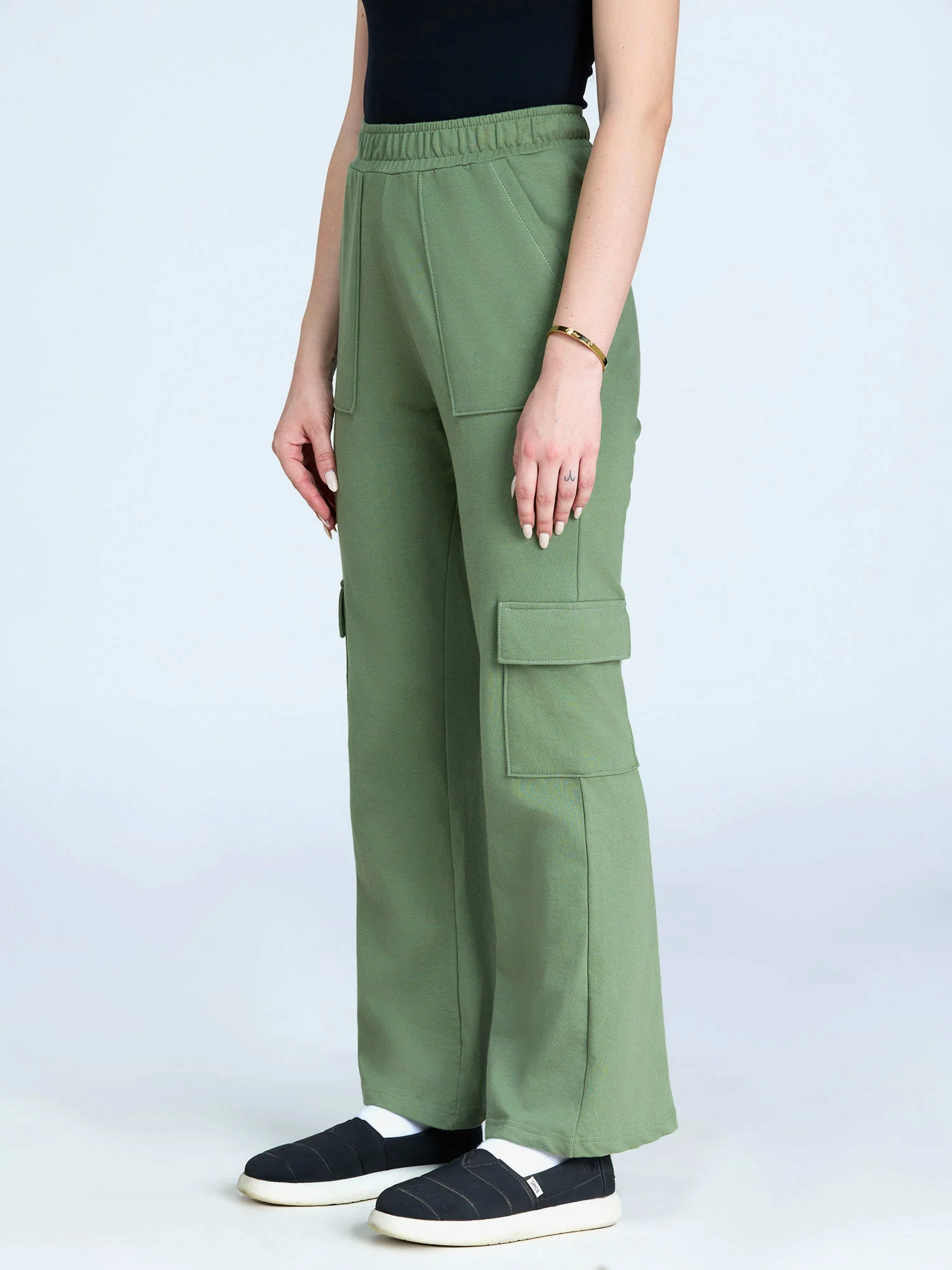 Olive Wide Cargo Joggers