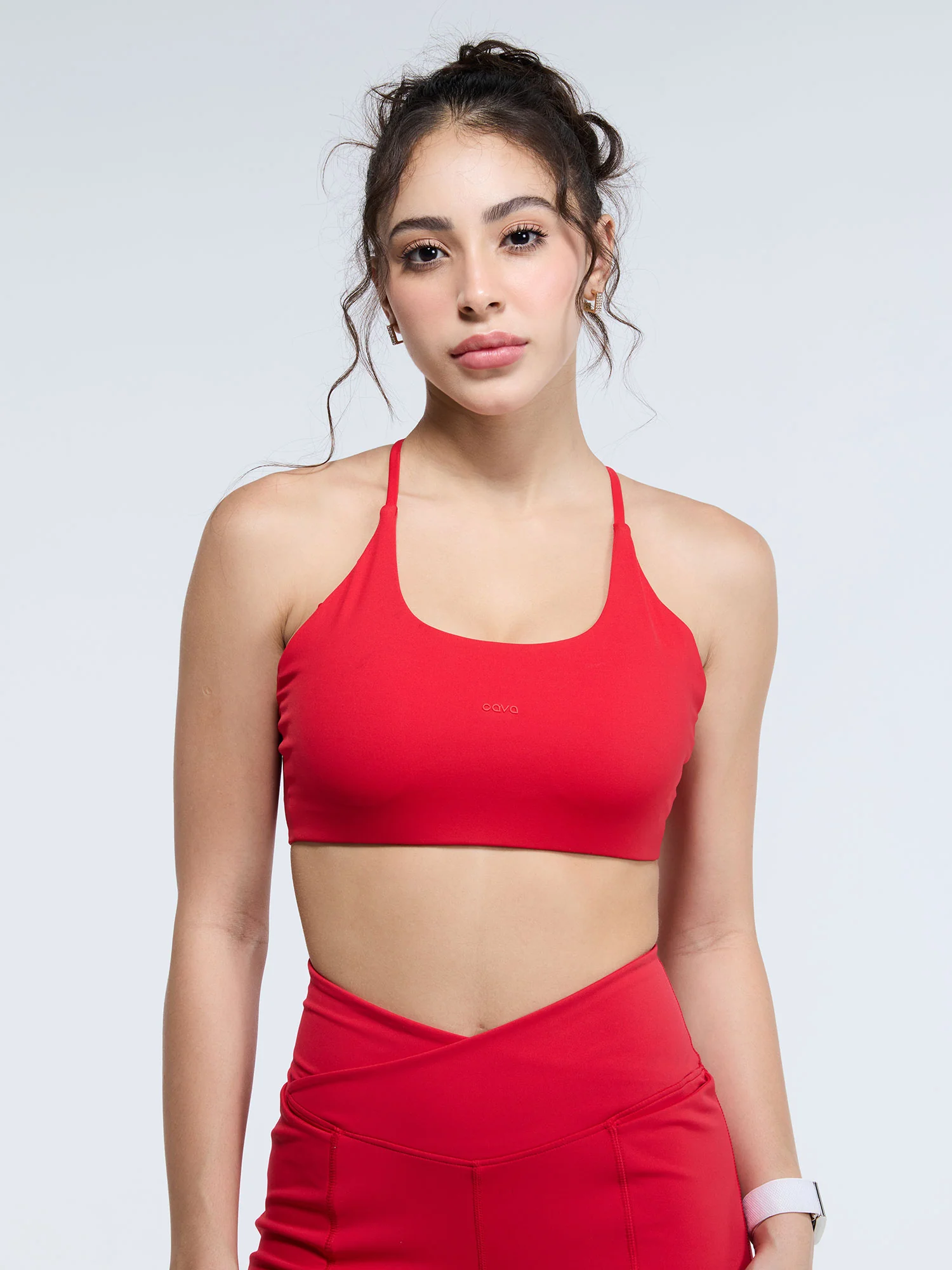 Red Strap Back Sports Bra