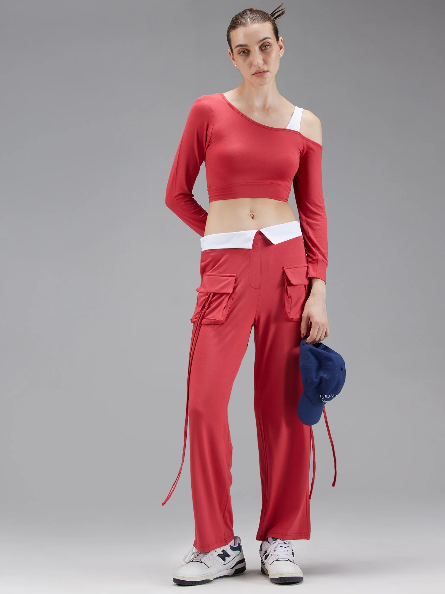 Red Whirl One Shoulder Top - Image 6