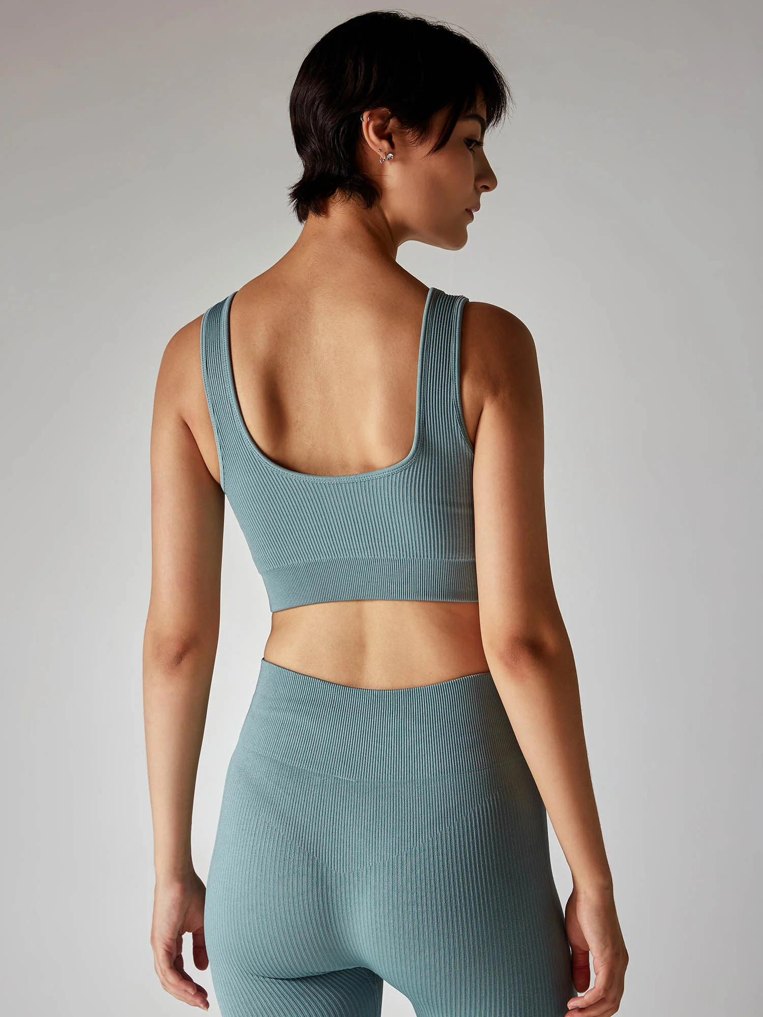 Slate Blue Contoured Seamless Sports Bra - Image 5