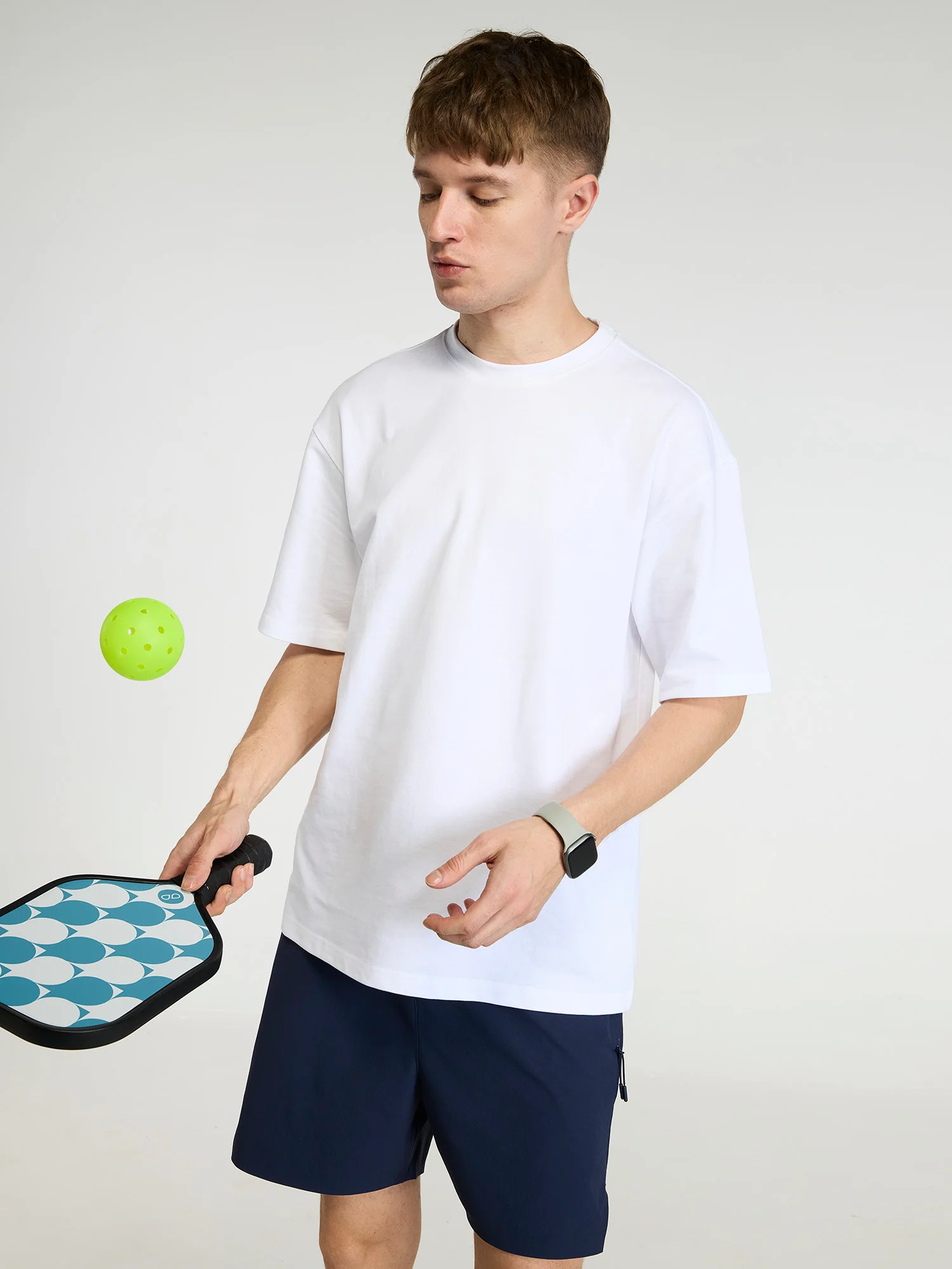 White Pickleball Oversized Printed Tee - Men