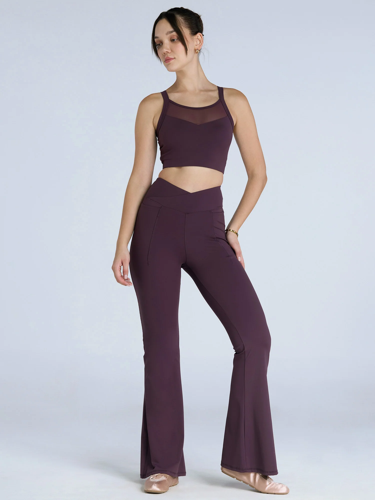 Wine Hourglass Flared Leggings - Image 11