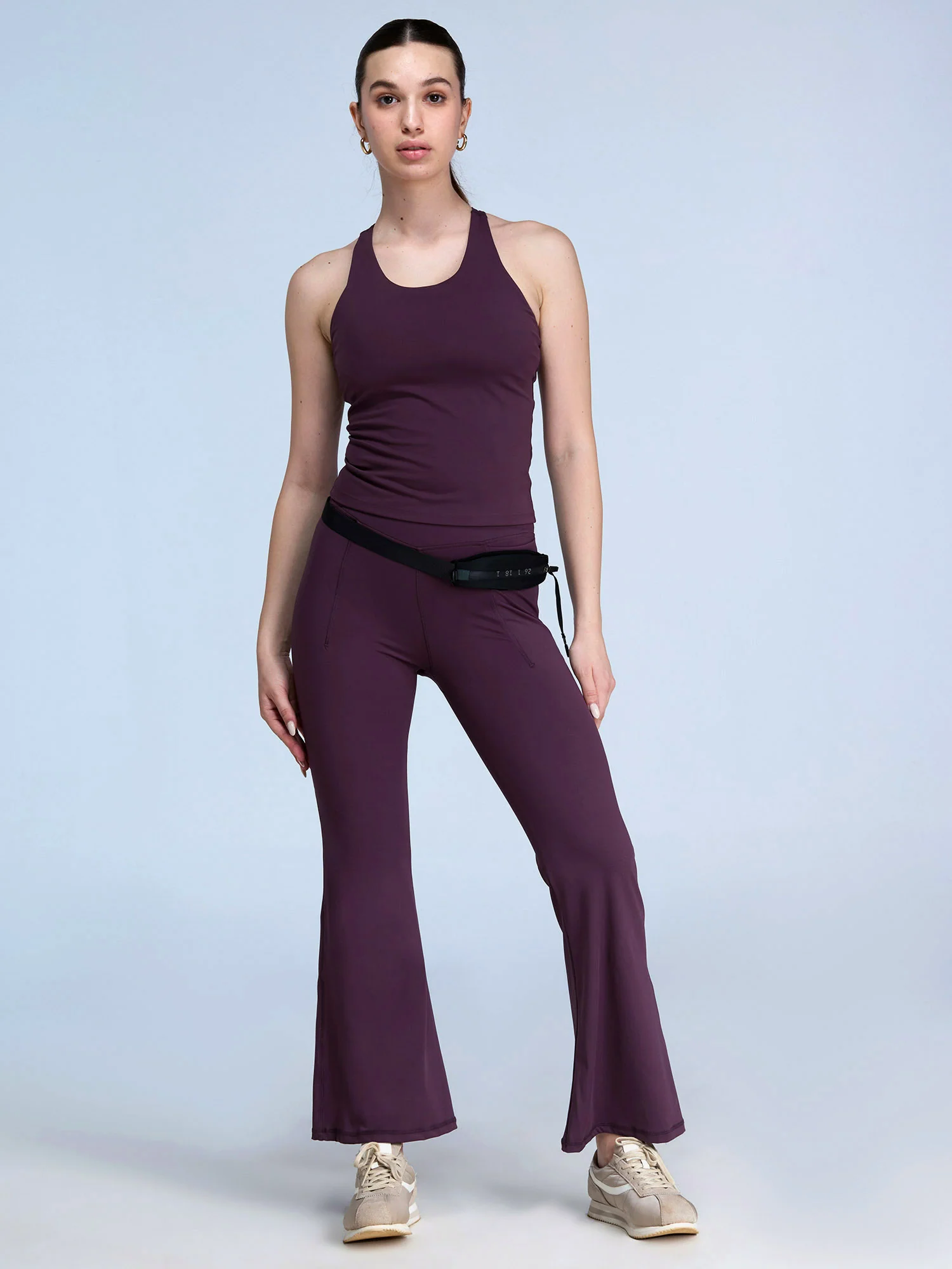 Wine Hourglass Flared Leggings - Image 2
