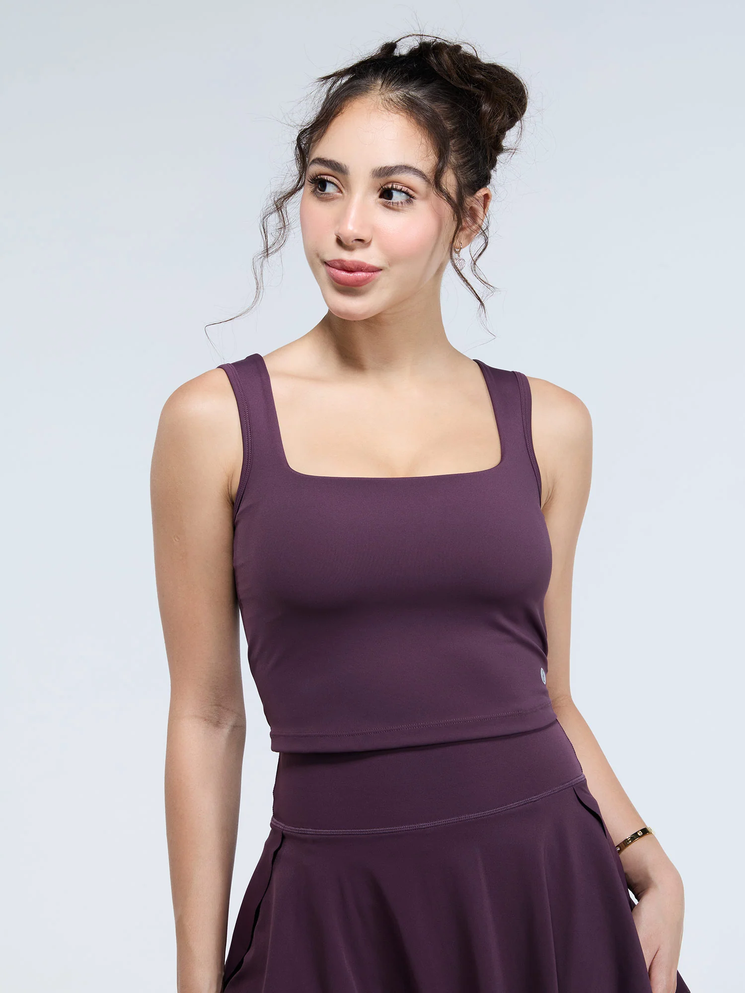 Wine Striped Back Crop Tank - Image 2